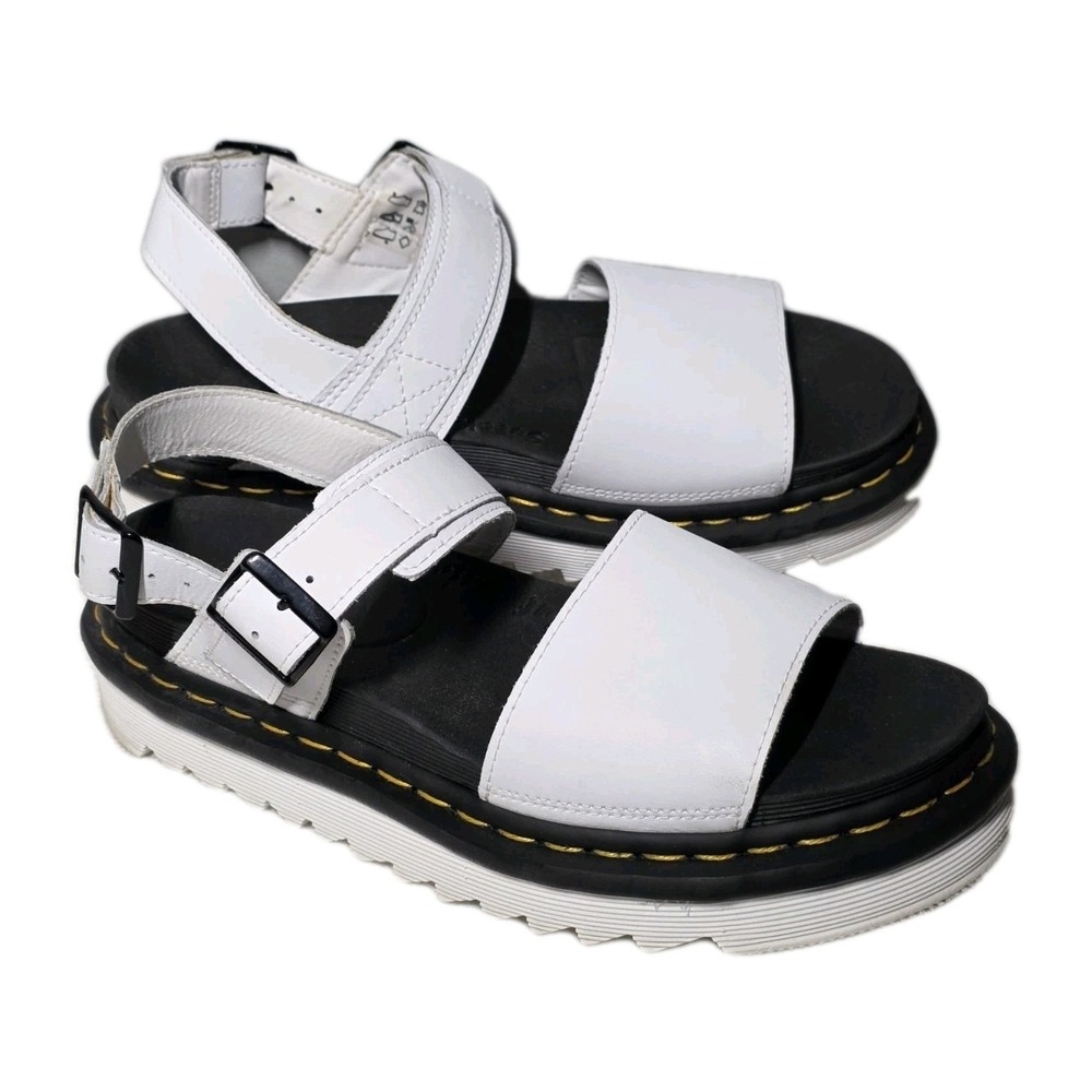 Dr. Martens Sandals Voss Quad Leather Strap Platform White Docs Women's Size 9
